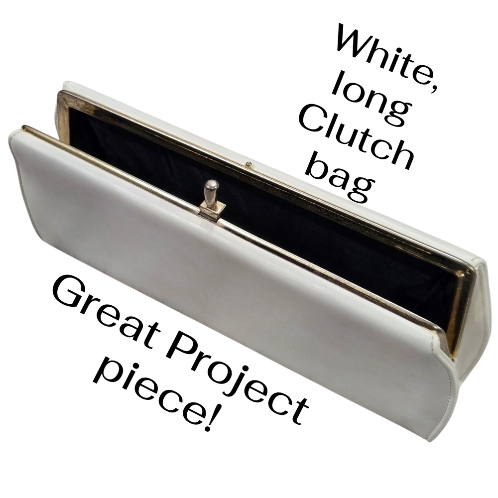 Elegant Long White Clutch Bag - Rehab Bag/Project Piece. Unbranded.